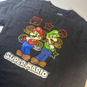 Super Mario Bros‎ T-Shirt Nintendo Mario Luigi 2023 Black Graphic Tee Medium
